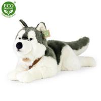 RAPPA Plyšový pes husky s obojkem ležící 60 cm