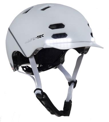 Safe-Tec SK8 chytrá helma na skate, kolobežku M (55cm- 58 cm) bílá
