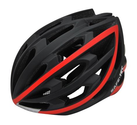 Safe-Tec TYR chytrá helma na kolo XL (61cm - 63cm) černa-červená