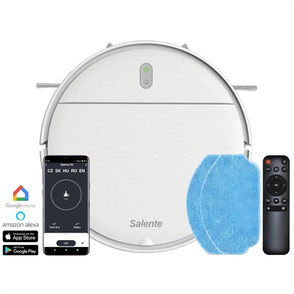 Salente R2, robotický vysavač, stírání vodou, nabíjecí stanice, bílý