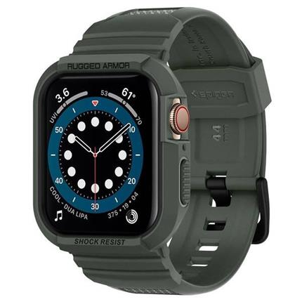 Spigen Rugged Armor Pro kryt s řemínkem Apple Watch 7/6/SE/5/4 44/45 mm zelený