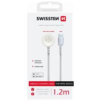 Swissten opletený magnetický kabel pro apple watch kovový, usb-a 1.2 m bílý