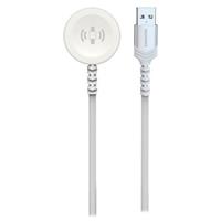 Swissten opletený magnetický kabel pro apple watch kovový, usb-a 1.2 m bílý