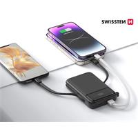 Swissten power bank 10000 mah pd 20w s integrovanými kabely usb-c a lightning (kompatibilní s magsafe)