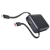 Swissten Power bank 10000 mAh s integrovanými kabely - USB-C, A, Lightning / šedá