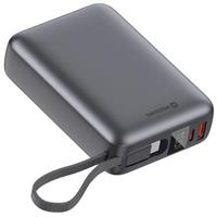 Swissten Power bank 20000 mAh 45W s integrovaným kabelem USB-C / šedá