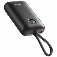 Swissten Power bank VOLTBOX 35W 10000 mAh s integrovanými kabely - USB-C, A, Lightning / černá