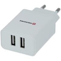 SWISSTEN síťový adaptér 2xUSB, 2,1A, MFi bílý + kabel USB/Lightning