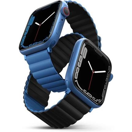 UNIQ Revix oboustranný řemínek pro Apple Watch 49/45/44/42mm Caspian (modrý/černý)